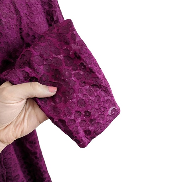 & Other Stories Magenta Leopard Jacquard Long Sleeve Mini Dress Size 12 - Picture 4 of 10